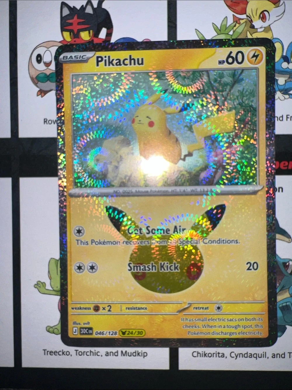 Pokemon Pikachu Holographic Card - Yellow, Black